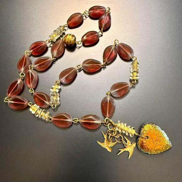 Unique Handcrafted Artisan Glass Beaded Heart Pendant - Picture 6 of 12